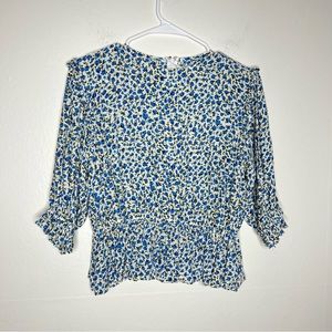 Faithfull The Brand Floral Crop Peplum Rufle Blouse Sz 6